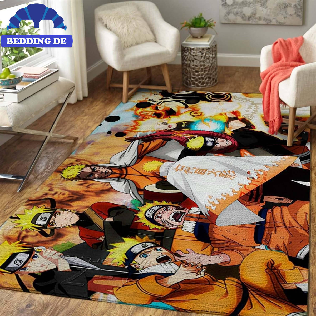 Manga - Anime Fans Naruto All Forms Teppich, Anime Deko für dein Zuhause