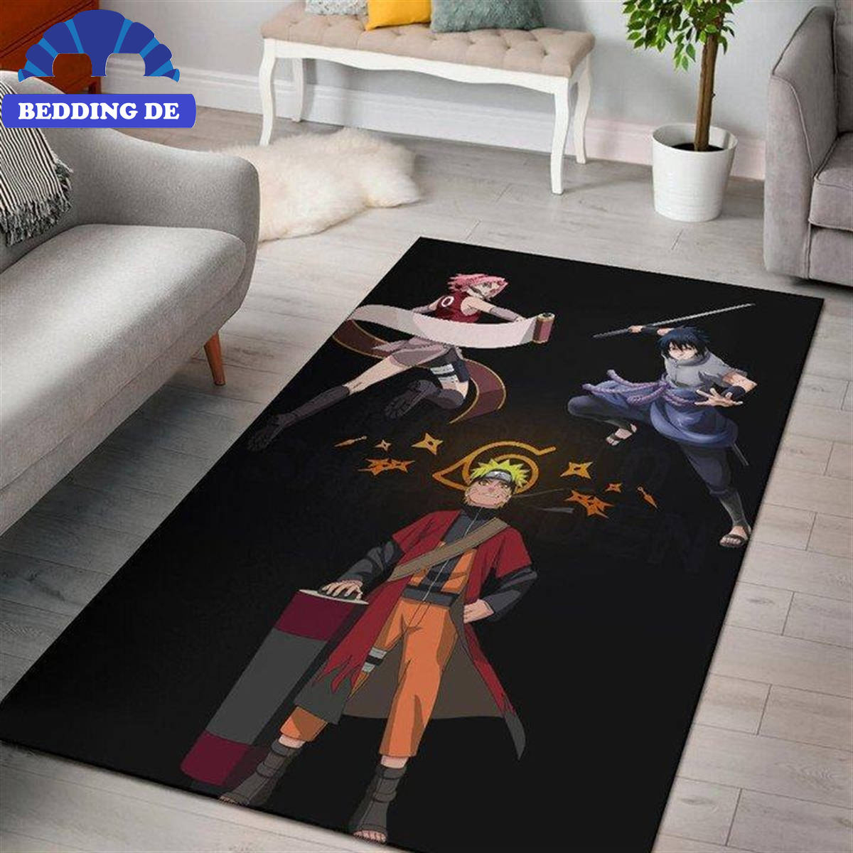 Naruto Sasuke Sakura Teppich Wohnzimmer Küchenteppich Teppichboden, Klarer Druck & Lebendige Farben