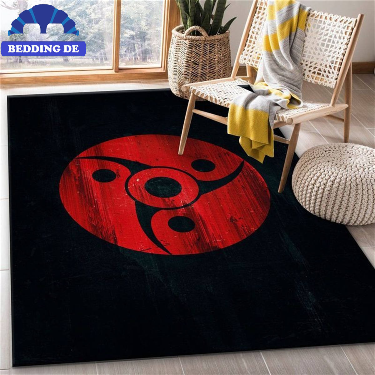 Naruto Uchiha Mangekyou Sharingan 2 - Teppich Wohnzimmer Küchenteppich Teppichboden, Premium Manga Teppich