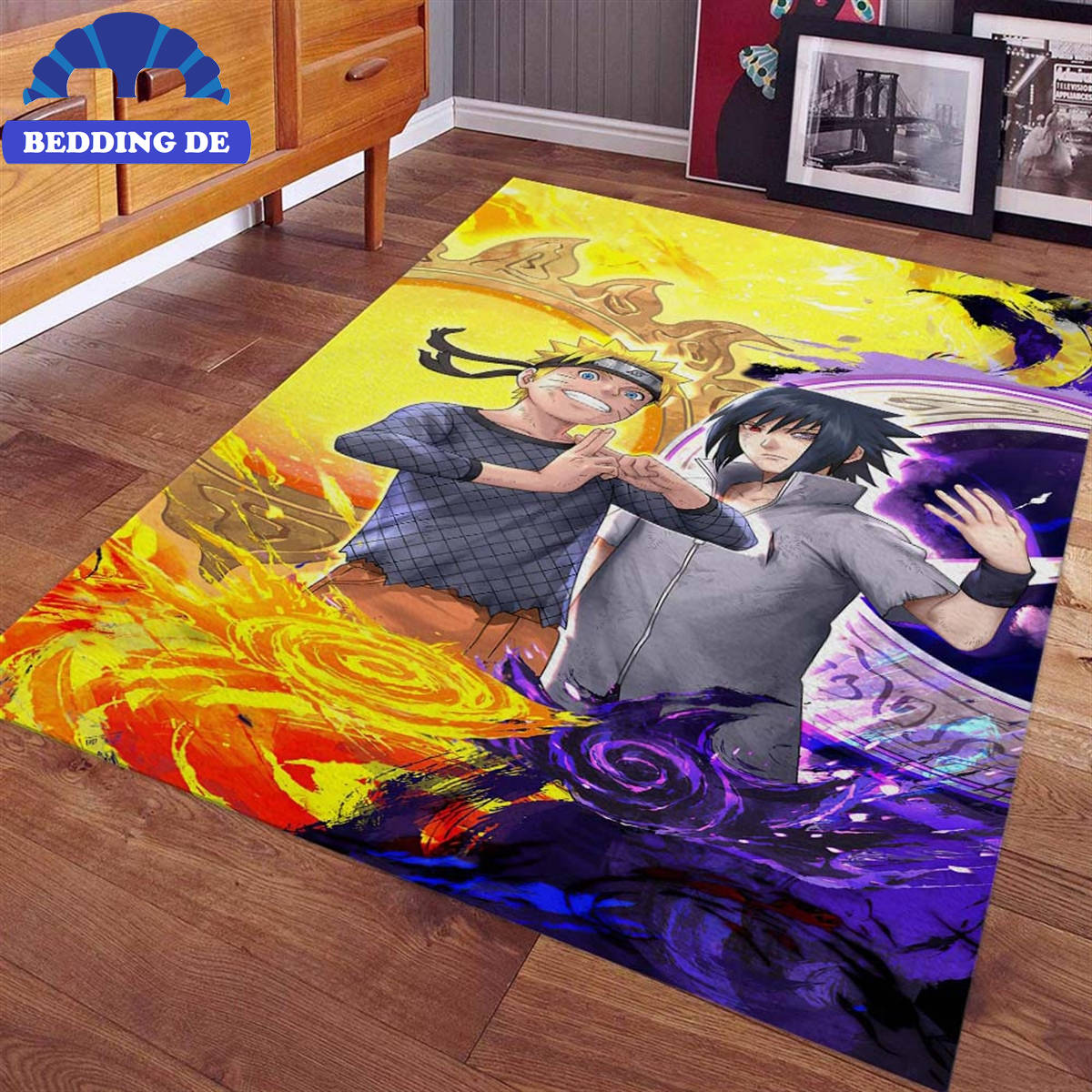 Teppich Naruto Uzumaki Und Sasuke Uchiha Beddingde02, Für echte Konoha Fans